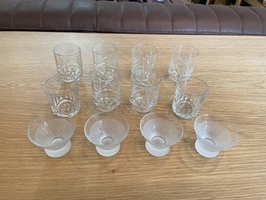 昭和レトロ レトロガラス ショットグラス カットガラス 気泡ガラス 3種 12客 グラス 冷酒グラス プレスガラス