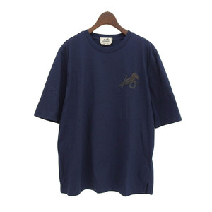 エルメス ミニレザーパッチ Tシャツ メンズ ネイビー HERMES 中古 【アパレル・小物】