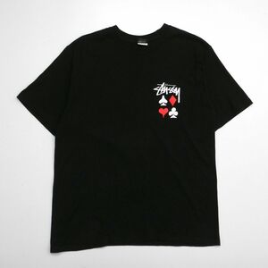 GO5802▽ステューシー/STUSSY*Full Deck 2 Tee*バックロゴ*半袖*Tシャツ/カットソー*メンズL*ブラック系