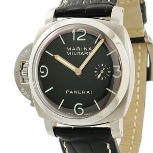 【3年保証】 パネライ ルミノール マリーナ ミリターレ PAM00217 メーカーOH済 H番 黒 9時位置リューズ 手巻き メンズ 腕時計