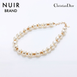 クリスチャンディオール Christian Dior ネックレス パール ゴールド ホワイト