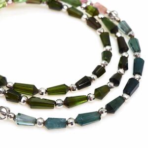 ＊K18WG天然マルチカラートルマリンネックレス＊a 約7.3g 約45.0cm pink green blue tourmaline necklace jewelry DG5/DG5