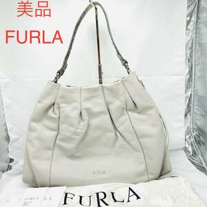 美品 FURLA フルラ トートバッグ ワンショルダー シボ革 レザー　本革　ショルダーバッグ トートバッグ ハンドバッグ 肩 バッグ 