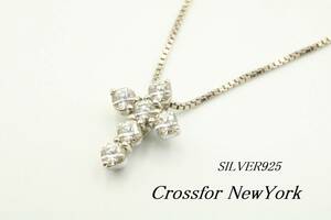 【WA27】Crossfor クロスフォー シルバー クロス パヴェ ネックレス キュービックジルコニア SILVER925【送料全国一律198円】