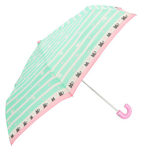 ☆ 20070.猫ボーダーミント 折りたたみ傘 子供用 通販 かわいい 50cm おしゃれ ジュニア 小学生 女の子 女子 雨傘 ジュニア 折り畳み傘