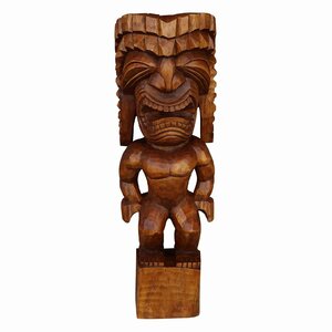 ティキの木彫り ティキ クー TIKI KU 120cm 木製スワール無垢材 TIKI木彫り ティキ像 チィキ像 ハワイアン オブジェ 1m20cm 350283