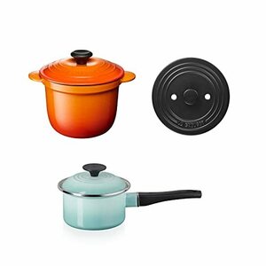 ル・クルーゼ(Le Creuset) 鋳物 ホーロー 鍋 ココット・エブリィ 18cm オレンジ EOSソースパン14cm セージ 2個セット ガス IH 対応