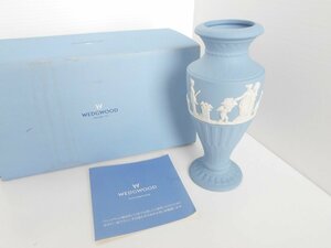●WEDGWOOD ウエッジウッド ジャスパー ベース ジャスパーウェア フルーテッド フラワーベース 花瓶 一輪挿し ブルー