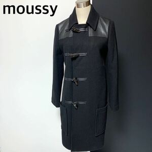 moussy マウジー ヨーク切り替え ソフトメルトン レディース ポストマンコート size2 ブラック ダッフルコート