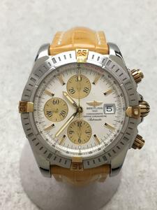 BREITLING◆自動巻腕時計/アナログ/レザー/WHT/CML/SS/B13356//