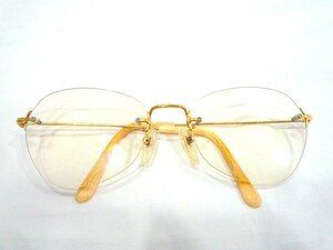 1000円スタート 眼鏡 PARIS MIKI 137 AU-112 K18 SUPER SMOOTH パリミキ フレーム無 度入り眼鏡 総重量約26.5g めがね 3 AA1007