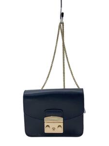 FURLA◆ショルダーバッグ/レザー/BLK/無地