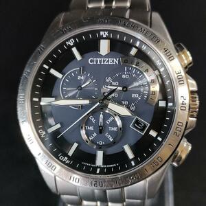 極美品【稼働品】CITIZEN　シチズン　E610　ネイビー　シルバー　ソーラー