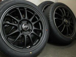 ■USED■新品タイヤ付き 社外15インチ(1555+45 4H PCD100) ＆ 165/50R15 4本■カスタム軽カーサイズ■