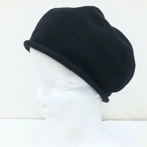 美品 CA4LA カシラ 定価6,050円 ROLLY2 サマーニット ベレー帽 One(58cm) 黒 ブラック ロールアップデザイン 日本製 帽子 レディース