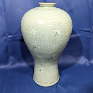 清光金昌明 高麗青磁 花瓶 壺 花器 華道 生け花 フラワーベース 陶器 陶芸品 置物 インテリア