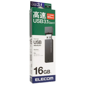 【ゆうパケット対応】ELECOM エレコム USB3.1対応キャップ式USBメモリ MF-MSU3B16GBK/H 16GB [管理:1000022211]