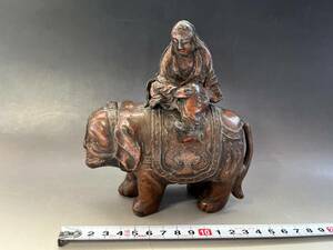 置物■乗ったり 珍獣 人物 象？古銅 オブジェ 古美術 時代物 骨董品■