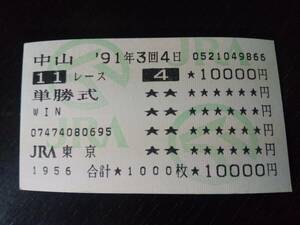 1991年 日経賞 はずれ単勝馬券 『カリブソング』　他場