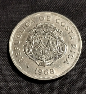 セール！アンティークコイン コイン コスタリカ ２colones 銀貨1968