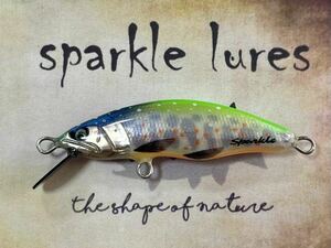 ハンドメイドミノー sparkle lures 岩魚55HSヘビーシンキング4.8g チャートグリーン