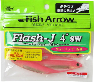 フィッシュアロー フラッシュJ 4” SW ルミノーバ/L135：ルミノーバピンク/シルバー　太刀魚・シーバス メール便OK