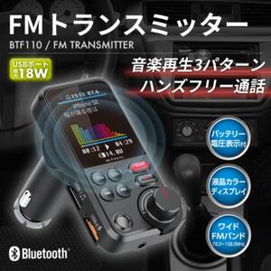 セイワ(SEIWA) Bluetooth　FMトランスミッター　BTF110　USBメモリ音楽再生 AUX出力端子 USBポート充電 MAX18W DC12-24V車対応