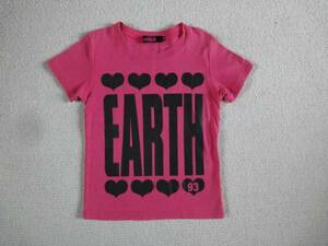 アースマジック　　M　　ピンク・ロゴ半袖Tシャツ　日本製
