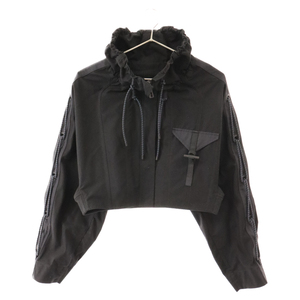 HERMES エルメス Short Jacket With Ribbed Collar ショート丈 カラーデザイン ジャケット ブラック レディース H3E0204DP0236