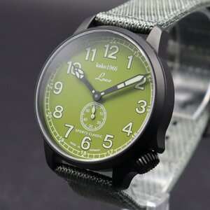 LACO ラコ KAKO 1966 スポーツクラシック 自動巻き ラウンド スモールセコンド グリーン文字盤 ドイツ製 純正ベルト メンズ腕時計