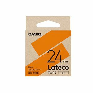 【新品】（まとめ） カシオ ラベルライター Lateco専用詰替用テープ オレンジに黒文字 24mm 【×3セット】