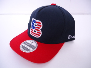 【KCM】xeb-cap-180★新品未使用品★【SNAP BACK】キャップ　F　ネイビー×レッド　キッズ　ジュニア　帽子