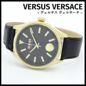 【新品・送料無料】VERSUS VERSACE ヴェルサスヴェルサーチ 腕時計 メンズ クォーツ VSPHI4921 ブラック・ゴールド レザーバンド