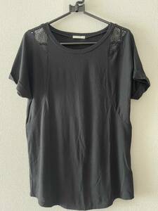 2308021(送料込¥388)GUジーユー 肩メッシュTシャツ サイズS 黒BK