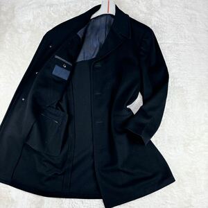 1円 極美品 XL.LL~2XL.3L ジャンニヴェルサーチ GIANNI VERSACEチェスターコートカシミヤ混メデューサ柄背抜きロゴボタンメンズ52ブラック