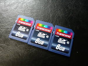 動作保証！Transcend SDHCカード 8GB クラス⑩ 3枚セット