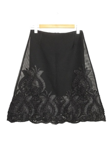 マージュ Maje ボンディング メッシュ スカート 3 ブラック 黒 リボン刺繍 ボトムス レディース