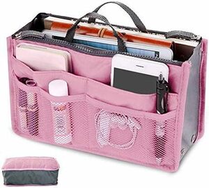 ピンク 化粧品収納ポーチ マルチバッグ トラベルポーチ 化粧品バッグ 多機能 収納バッグ 軽量 インナーバッグ 丈夫 バッグインバ