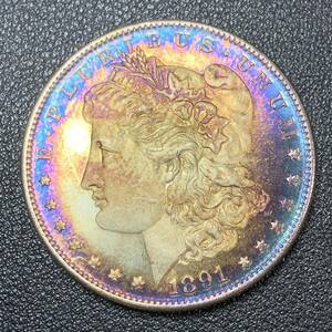 銀貨　古銭　アメリカ　1891年　自由の女神　リバティ　エ・プルリブス・ウヌム 合衆爲一　イーグル　1ドル　大型　コイン　硬貨