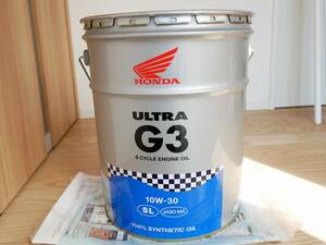 ☆未使用☆ HONDA ホンダ 純正 エンジンオイル ULTRA G3 ウルトラ G3 10W-30 20L SL MA 100%化学合成油 08234-99967 ペール缶 【送料無料】