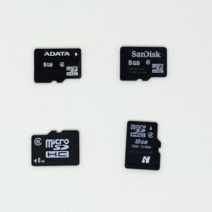 動作品★micro SDカード 8GB 4枚 中古 フォーマット済 ADATA SanDisk等 マイクロSDカード No.2