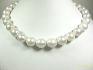 真珠の聖地　超大きい１５mmホワイト真珠ネックレス　