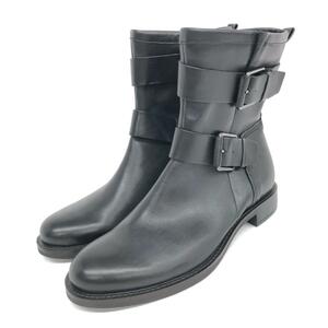 美品◆ECCO エコー ショートブーツ 38◆ ブラック ベルトデザイン レディース 靴 シューズ ブーティー boots