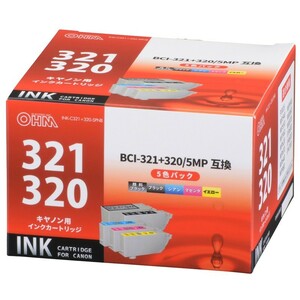 キヤノン互換インク BCI-321＋320/5MP 顔料ブラック+4色入_INK-C321+320-5PNB 01-4123 オーム電機