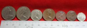 海外　コイン ニュージーランド　10セント1980、1971/5セント1975/2セント1973/1セント1975、1967/10セントJULIANA　1959 　中古