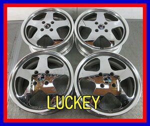 ■中古ホイール■　LUCKEY STAR 17インチ 7J +50 4H 114.3 人気 ブランド 絶版 深リム 高級 クローム アルファード 激安 送料無料 D513