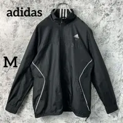 4adidasアディダス　フルジップナイロンジャケット シンプルノームコア黒色