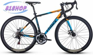 「81SHOP」ロードバイク 700C ブラック カーブハンドルロードレーシングバイク 21段変速 自転車 160-172cmの人に適しています アルミニウム