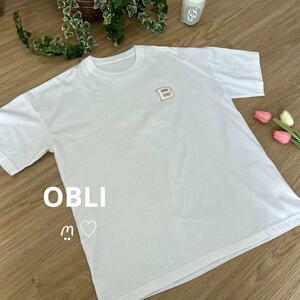 送料無料　OBLI　オブリ　ロゴワッペンTシャツ　F　ホワイトコットン半袖　完売品