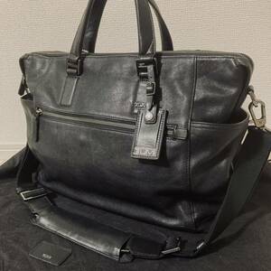 ★美品★ TUMI トゥミ ビジネスバッグ 68591D 牛革 レザー フルグレインレザー 2WAY ショルダーバッグ BK ブラック 黒 ビジネスバッグ